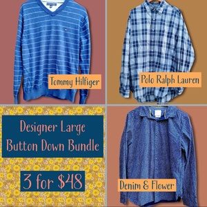 Designer Tommy Hilfiger Polo Ralph Lauren Denim Flower Button-Down Bundle